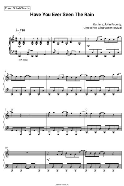 Ноты, аккорды Creedence Clearwater Revival, John Fogerty, Outliers - Have You Ever Seen The Rain