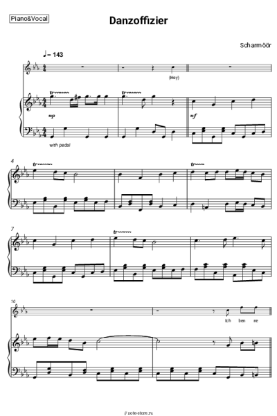Ноты, аккорды Scharmöör - Danzoffizier