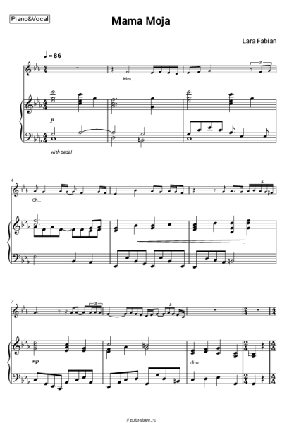 Ноты, аккорды Lara Fabian, Игорь Крутой - Moma Moja