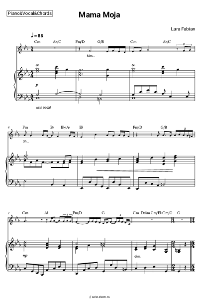 Ноты, аккорды Lara Fabian, Игорь Крутой - Moma Moja