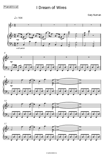Ноты, аккорды Gary Numan - I Dream of Wires