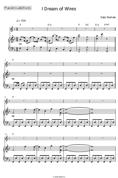Ноты, аккорды Gary Numan - I Dream of Wires