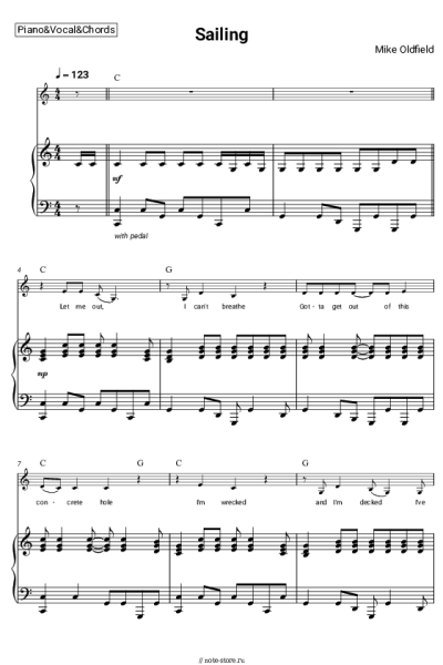 Ноты, аккорды Mike Oldfield - Sailing