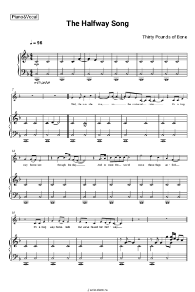 Ноты, аккорды Thirty Pounds of Bone, Philip Reeder - The Halfway Song