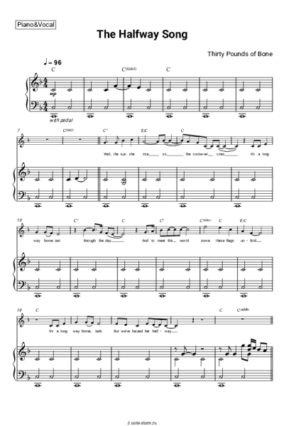 Ноты, аккорды Thirty Pounds of Bone, Philip Reeder - The Halfway Song