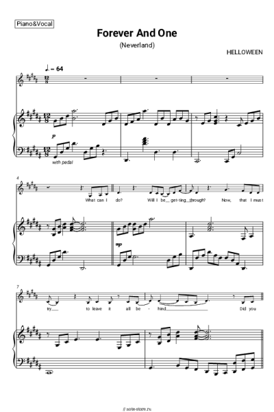 Ноты, аккорды Helloween - Forever and One (Neverland)