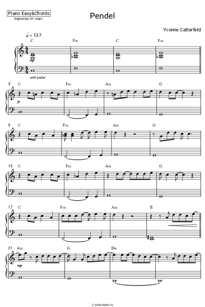 Ноты, аккорды Yvonne Catterfeld - Pendel