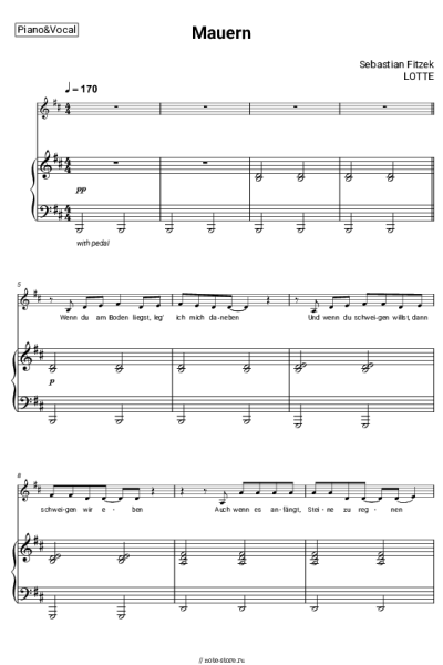 Ноты, аккорды LOTTE, Sebastian Fitzek - Mauern