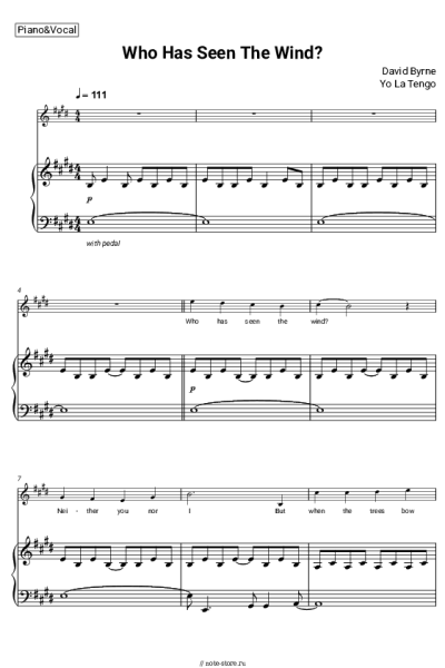 Ноты, аккорды David Byrne, Yo La Tengo - Who Has Seen The Wind?