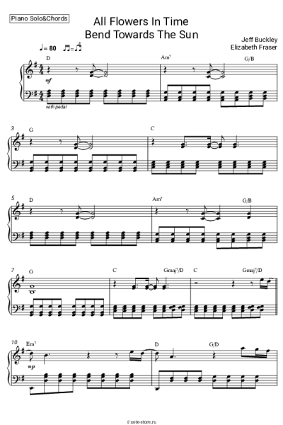 Ноты, аккорды Jeff Buckley, Elizabeth Fraser - All Flowers In Time Bend Towards The Sun