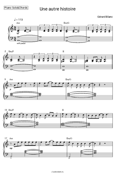 Ноты, аккорды Gérard Blanc - Une autre histoire
