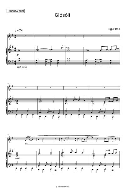 Ноты, аккорды Sigur Rós - Glósóli