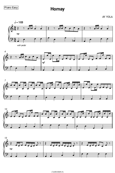 Ноты, аккорды AY YOLA - Homay