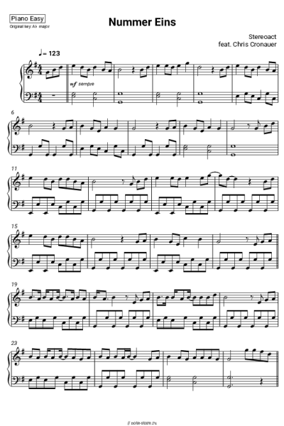 Ноты, аккорды Stereoact, Chris Cronauer - Nummer eins