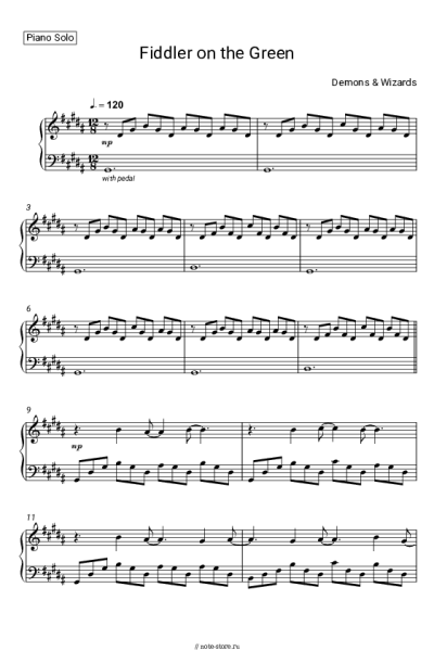 Ноты, аккорды Demons & Wizards - Fiddler On The Green
