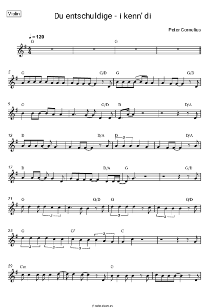 Ноты, аккорды Peter Cornelius - Du entschuldige - i kenn’ di