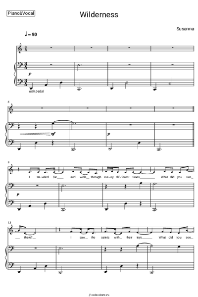 Ноты, аккорды Susanna - Wilderness