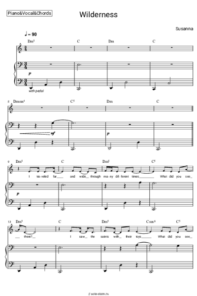 Ноты, аккорды Susanna - Wilderness