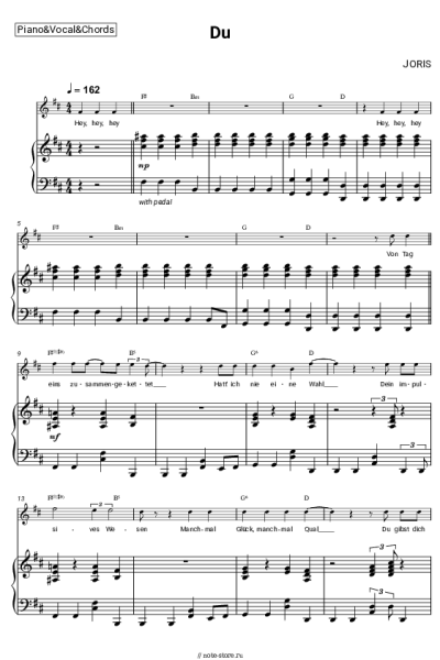 Ноты, аккорды JORIS - Du