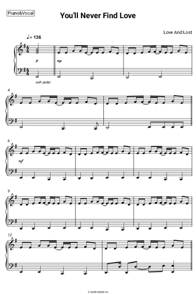 Ноты, аккорды Love And Lost - You'll Never Find Love