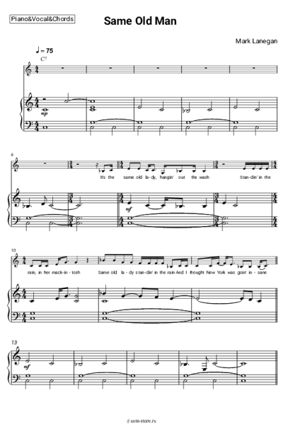 Ноты, аккорды Mark Lanegan - Same Old Man