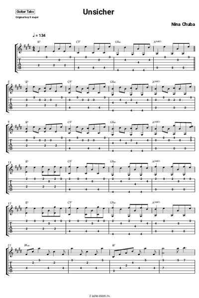 Ноты, аккорды Nina Chuba - Unsicher