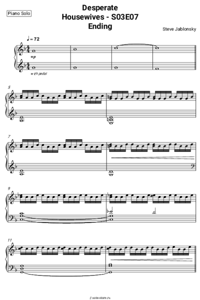 Ноты, аккорды Steve Jablonsky - Desperate Housewives - S03E07 Ending
