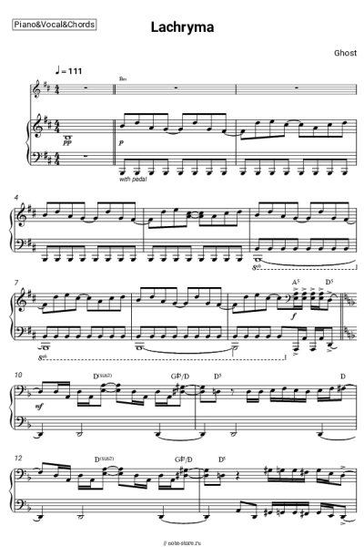 Ноты, аккорды Ghost - Lachryma