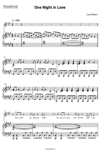 Ноты, аккорды Joy Peters - One Night in Love