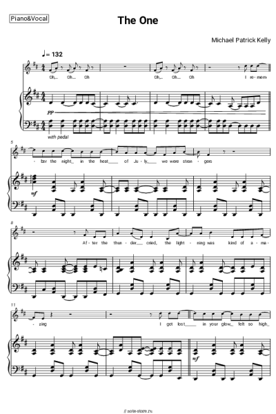 Ноты, аккорды Michael Patrick Kelly - The One
