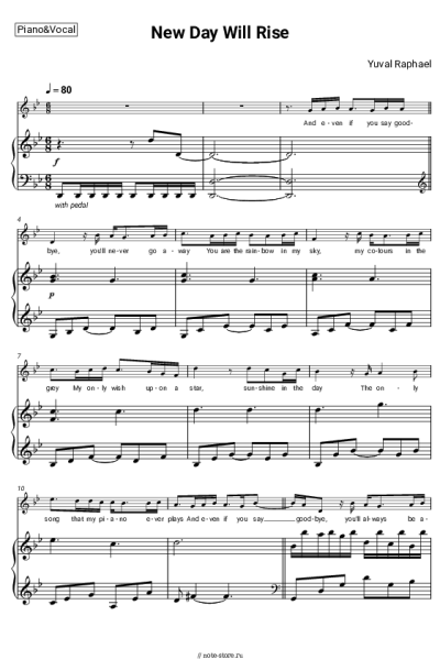 Ноты, аккорды Yuval Raphael - New Day Will Rise