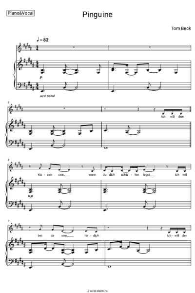 Ноты, аккорды Tom Beck - Pinguine