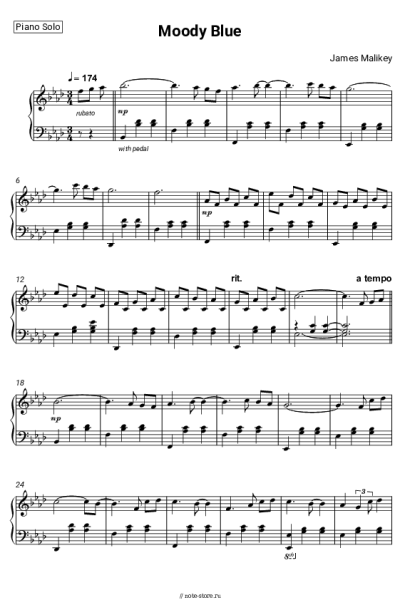 Ноты, аккорды James Malikey - Moody Blue