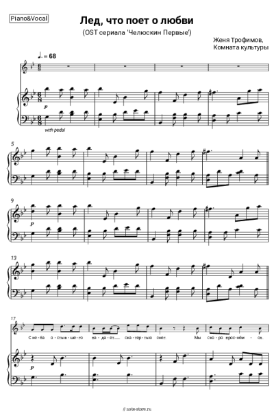 Ноты, аккорды Женя Трофимов, Комната культуры - Лед, что поет о любви (OST сериала 'Челюскин Первые')