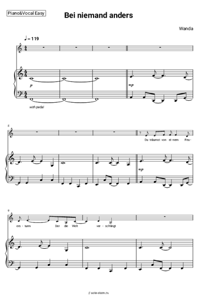 Ноты, аккорды Wanda - Bei niemand anders