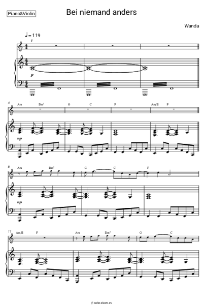 Ноты, аккорды Wanda - Bei niemand anders