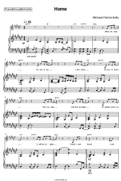 Ноты, аккорды Michael Patrick Kelly - Home