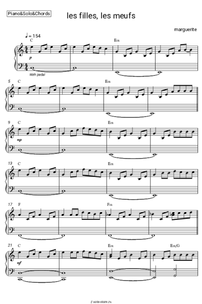 Ноты, аккорды marguerite - les filles, les meufs