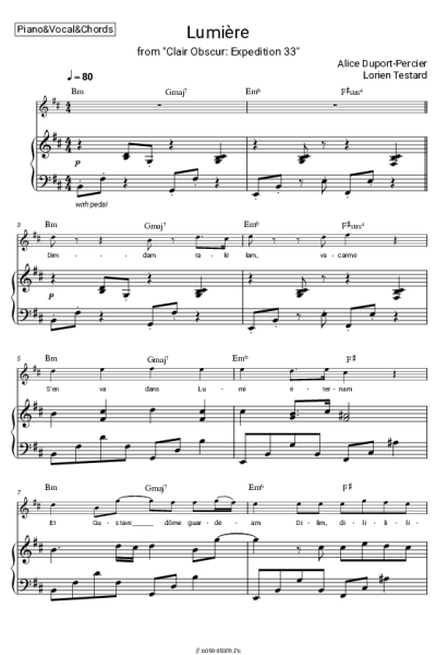 Ноты, аккорды Lorien Testard, Alice Duport-Percier - Lumière