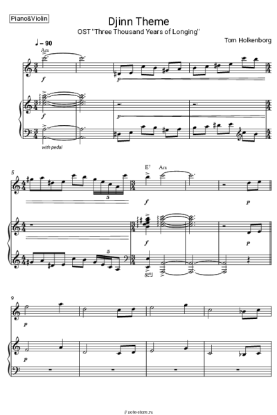 Ноты, аккорды Tom Holkenborg - Музыка Соломона (из фильма 'Три тысячи лет желаний')