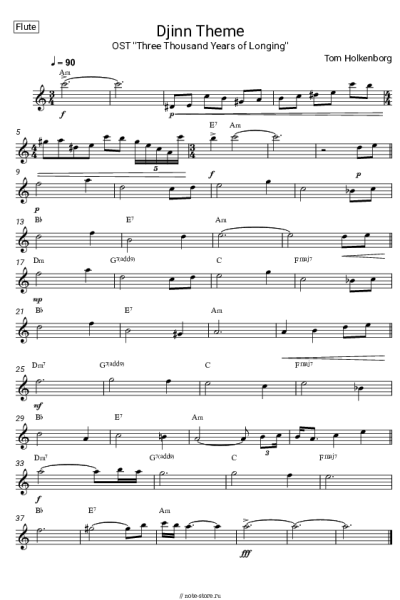 Ноты, аккорды Tom Holkenborg - Музыка Соломона (из фильма 'Три тысячи лет желаний')