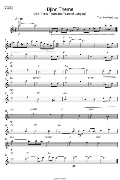 Ноты, аккорды Tom Holkenborg - Музыка Соломона (из фильма 'Три тысячи лет желаний')