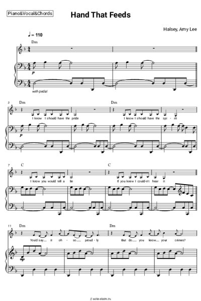 Ноты, аккорды Halsey, Evanescence, Amy Lee - Hand That Feeds