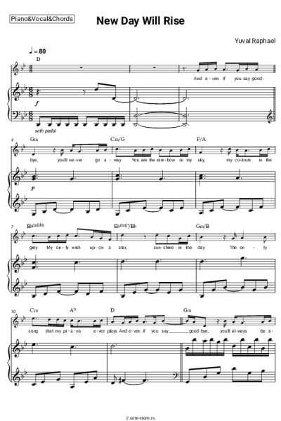 Ноты, аккорды Yuval Raphael - New Day Will Rise
