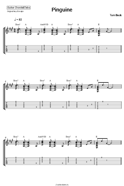 Ноты, аккорды Tom Beck - Pinguine