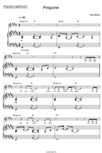 Ноты, аккорды Tom Beck - Pinguine