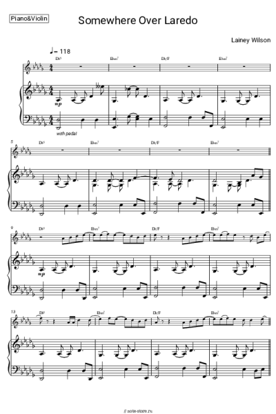 Ноты, аккорды Lainey Wilson - Somewhere Over Laredo