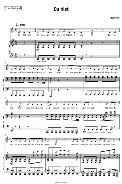 Ноты, аккорды SOPHIA - Du bist