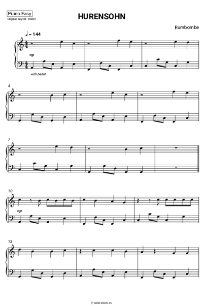 Ноты, аккорды Rumbombe - HURENSOHN