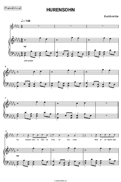 Ноты, аккорды Rumbombe - HURENSOHN